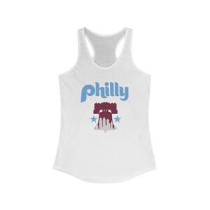 Women&#39;s Ideal Racerback Tank Philly Sports Baseball Tee Original Design -  Philly Retro Liberty Bell w/ FREE Shipping