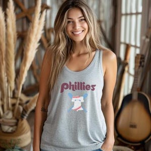 Women&#39;s Ideal Racerback Tank Philly Sports Baseball Tee Original Design -  Liberty Bell Retro w/ FREE Shipping