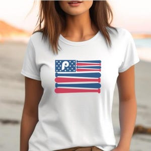 Philly Sports Baseball Unisex Jersey Short Sleeve Tee (Original Design) - Philly American Flag w/Bats w/ FREE Shipping