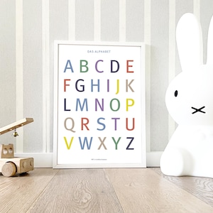 Poster colorato dell'alfabeto con cornice in legno, poster per imparare l'alfabeto, idea regalo per bambini