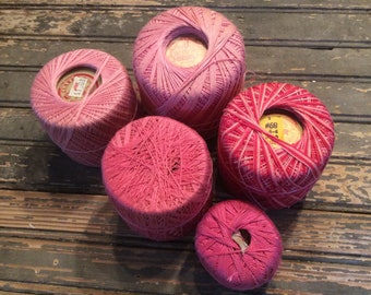 Vintage Tatting Crochet Thread Spools - Pink - Clarks, J. & P. Caots