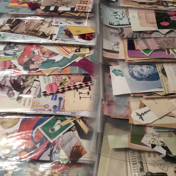 Paper Ephemera Collage Scrap Pack - Collage Pack - Grab Bag - Paper Scraps - Art Journals, Decoupage, Collage, Scrapbooking - 80 Pieces