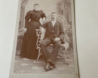 Antique Cabinet Card - Victorian Couple - Old Photo Vintage Couple - Husband And Wife