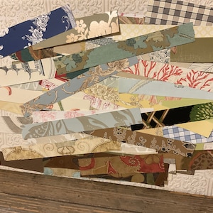 Wallpaper Strips Craft Pack - 50 Mixed Pieces - Mixed Grab Bag - Junk Journal - Paper Pack - Inspiration Kit