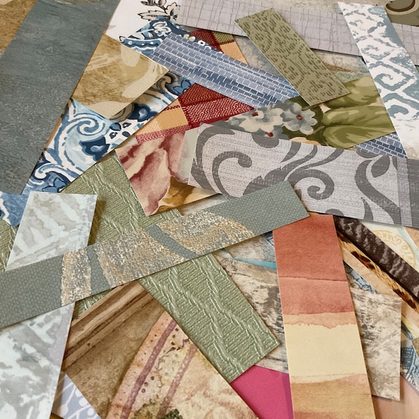 Tiny Wallpaper Scraps Craft Pack - 35 Mixed Pieces - Mixed Grab Bag - Junk Journal - Paper Pack - Inspiration Kit