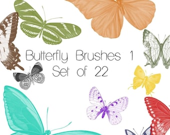 Butterflies -  Photoshop Brushes - Set of 22 different brushes - web design