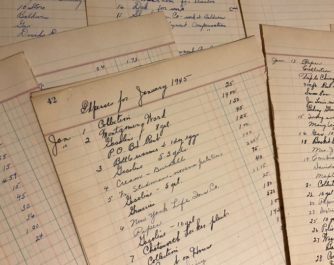 Vintage Ledger Paper 1900's Ledger Paper Pack 5 Sheets of Ledger Paper