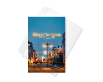Christmas Cityscape Greetings Cards – Pack of 10 with Envelopes, 4.25" x 5.5"
