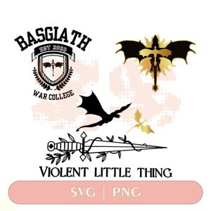 Basgiath War College Bundle, Fourth Wing Dragon SVG/PNG, Iron Flame PNG, Basgiath Clipart, Dragon Rider, Violet Sorrengail, Xaden Riorson
