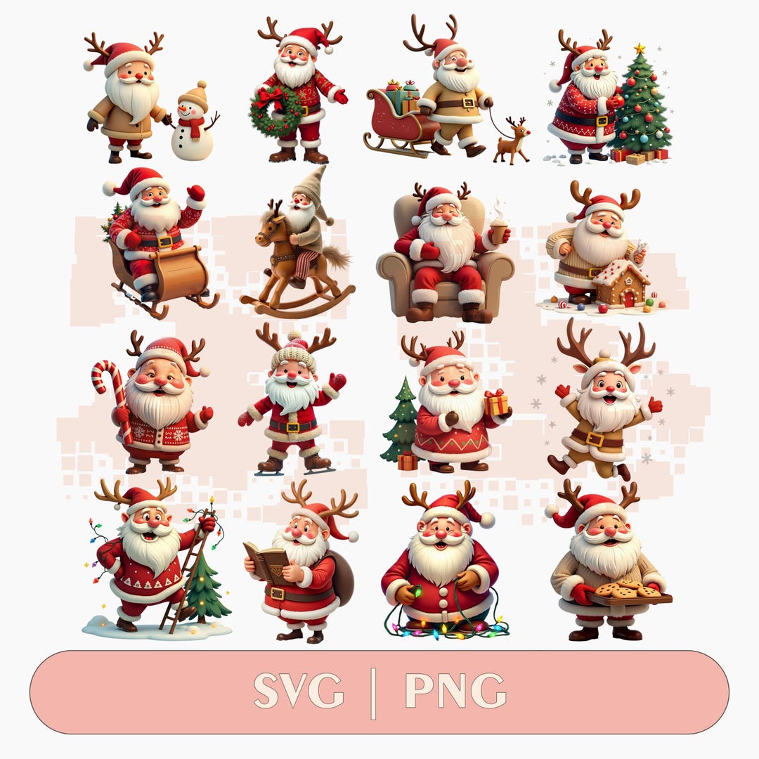 Christmas Gnome Watercolor Clipart Set - 16 PNG Digital Download ...