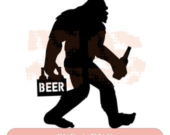Funny Sasquatch Drinking Beer SVG: Hiking Outdoor Apparel (Digital Download)