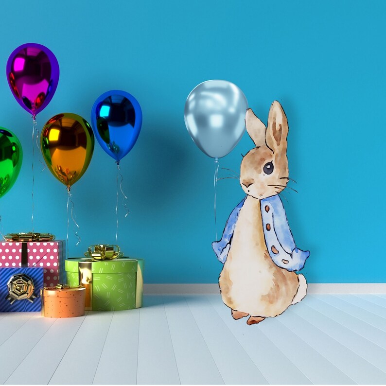 Peter Rabbit Big Decor Cutout, Blue Bunny Birthday, Rustic Flopsy Bunny ...