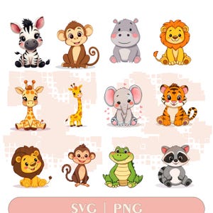 Jungle Animals SVG, Safari animals layered Svg, Animal SVG, Safari Animals SVG, Safari animals outline svg, Zoo Animals Clip Art