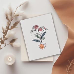 Afdrukbare wenskaart botanische wilde bloemen, instant digitale download, bloemen bohokaart, thuis afdrukken, minimale kaart, boeketkaart.