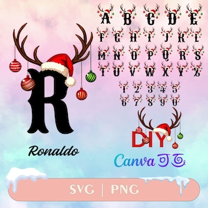 Christmas Alphabet SVG Bundle: Reindeer Letters for Cricut, Silhouette (PNG)