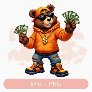 Hip Hop Teddy Bear Graffiti Art - PNG, JPEG (Digital Download)