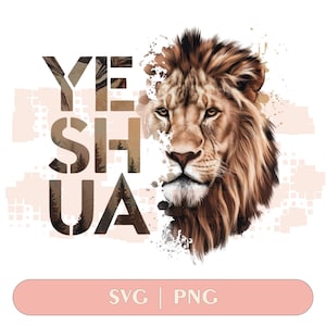 Lion Yeshua PNG Design: Christian Shirt Sublimation (Instant Download)