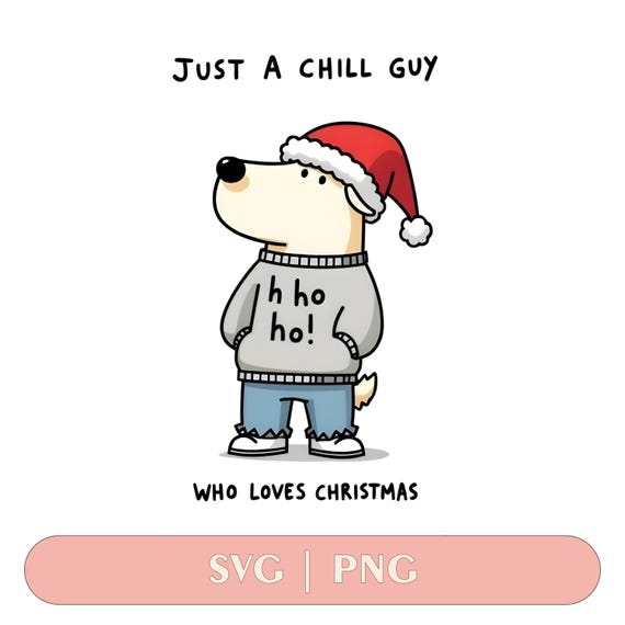 Cartone animato di Natale con cane Chill Guy Meme con cappello