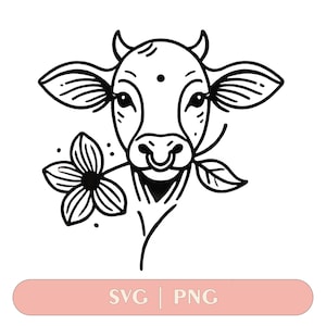 COW with flower Png, calf, head, AI, PNG, eps, pdf, svg, dxf, jpg, svg cow, graphical image Art Print, heifer, muzzle, funny