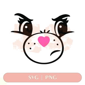 Care bear face birthday cheer work good luck grumpy iron on transfer shirt party cut png pdf ai eps dxf svg digital vector party birthday