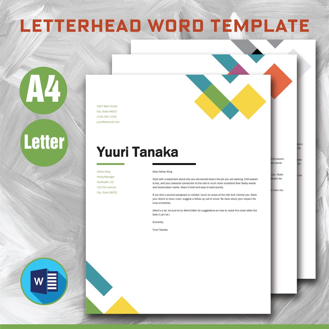 Business Letterhead Template Canva Editable, Custom Company Letterhead