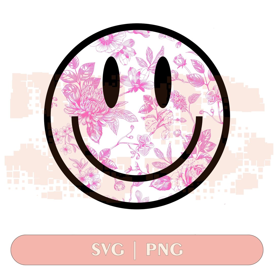 Retro Floral Smiley Face PNG: Groovy Sublimation Design - Etsy