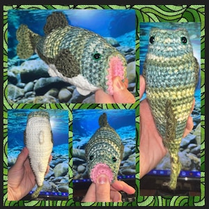 Peluche a forma di pesce persico all&#39;uncinetto - FATTO A MANO!