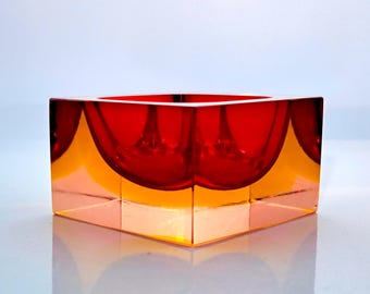 Vintage Murano Sommerso Glass Ashtray by Flavio Poli for Seguso