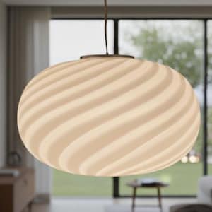 Vintage Murano Glass Pendant Lamp, Oval Swirl