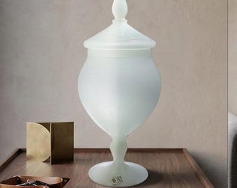 Vincenzo Nason white opaline glass container, bonbonnière, VNC Vetro Murano, vintage 1970s. Home decor.