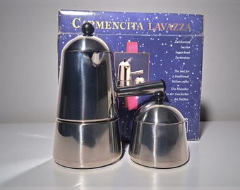 Lavazza Carmencita Moka Coffee Maker and Sugar Bowl, Original Gift Box