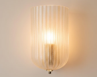 Barovier & Toso, Murano Glass Wall Lamp, Transparent and Gold, Rugiada, vintage.