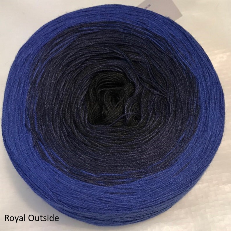 GT 3-stranded gradient tied cotton 100g light fingering Black Lace Royal outside