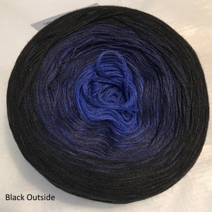 GT 3-stranded gradient tied cotton 100g light fingering Black Lace Black outside