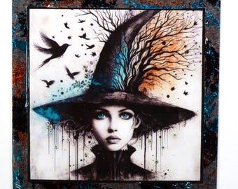 Witch Magnet Fridge Art Friends Gift  Mini Art Wicca Decor