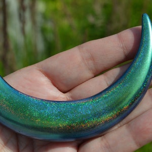 Hair Fork Crescent Moon  Color Shifting Hologram Moon Stick  4 OR 4.5 Inch Hair Stick  Accessory Pin Bun Holder
