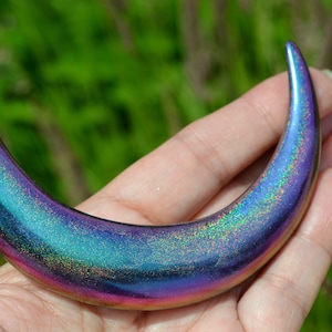 Hair Fork Crescent Moon  Hologram Color Shifting   4 OR 4.5 Inch Hair Accessory Bun Holder