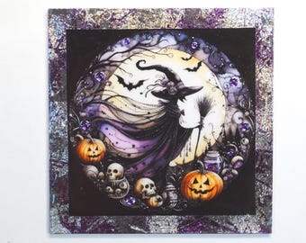 Halloween Witch Magnet Fridge Art Friends Gift  Mini Art Wicca Decor