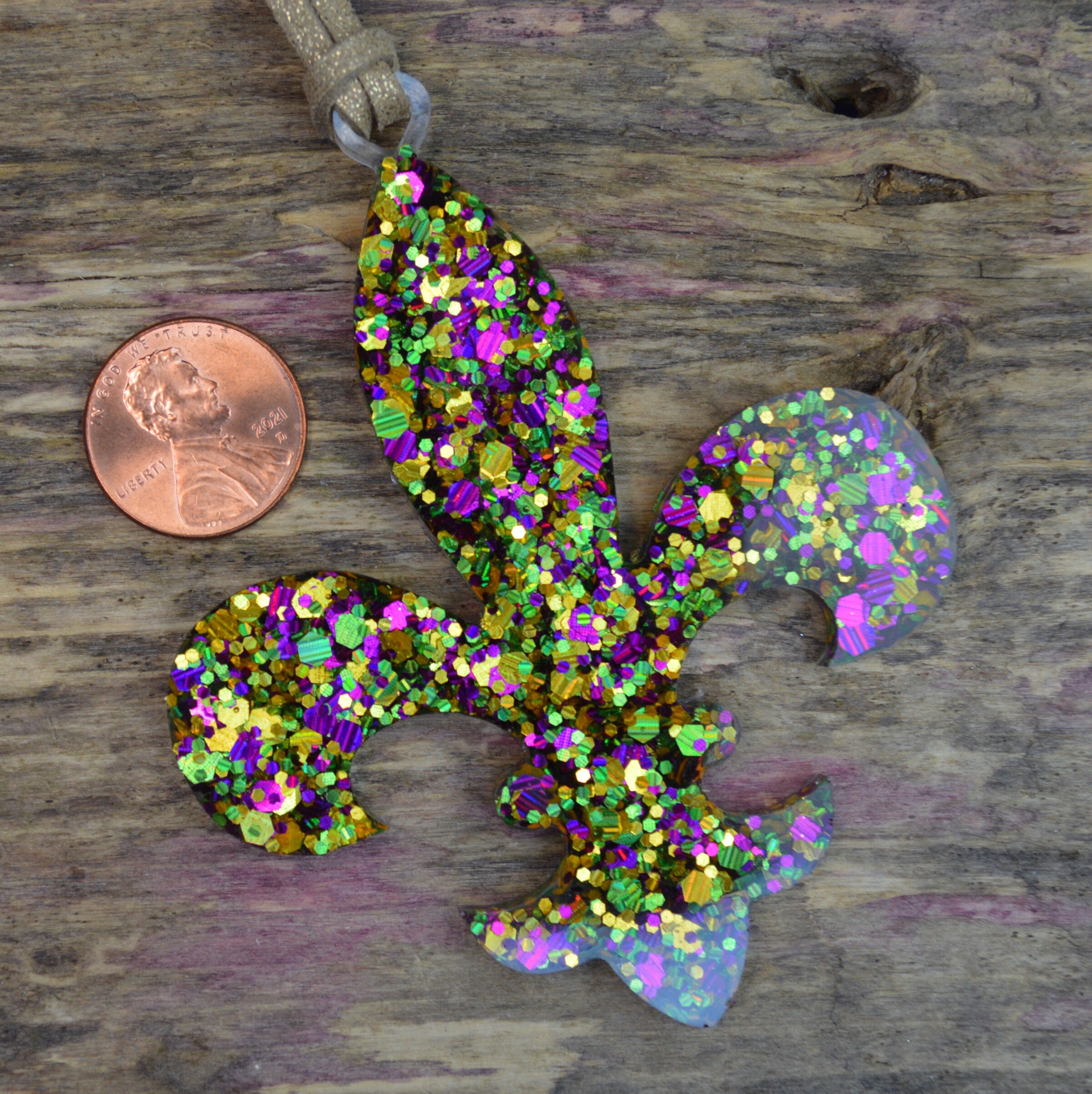 Mardi Gras New Orleans Ornament Fleur De Lis Decor Home Sparkly NOLA