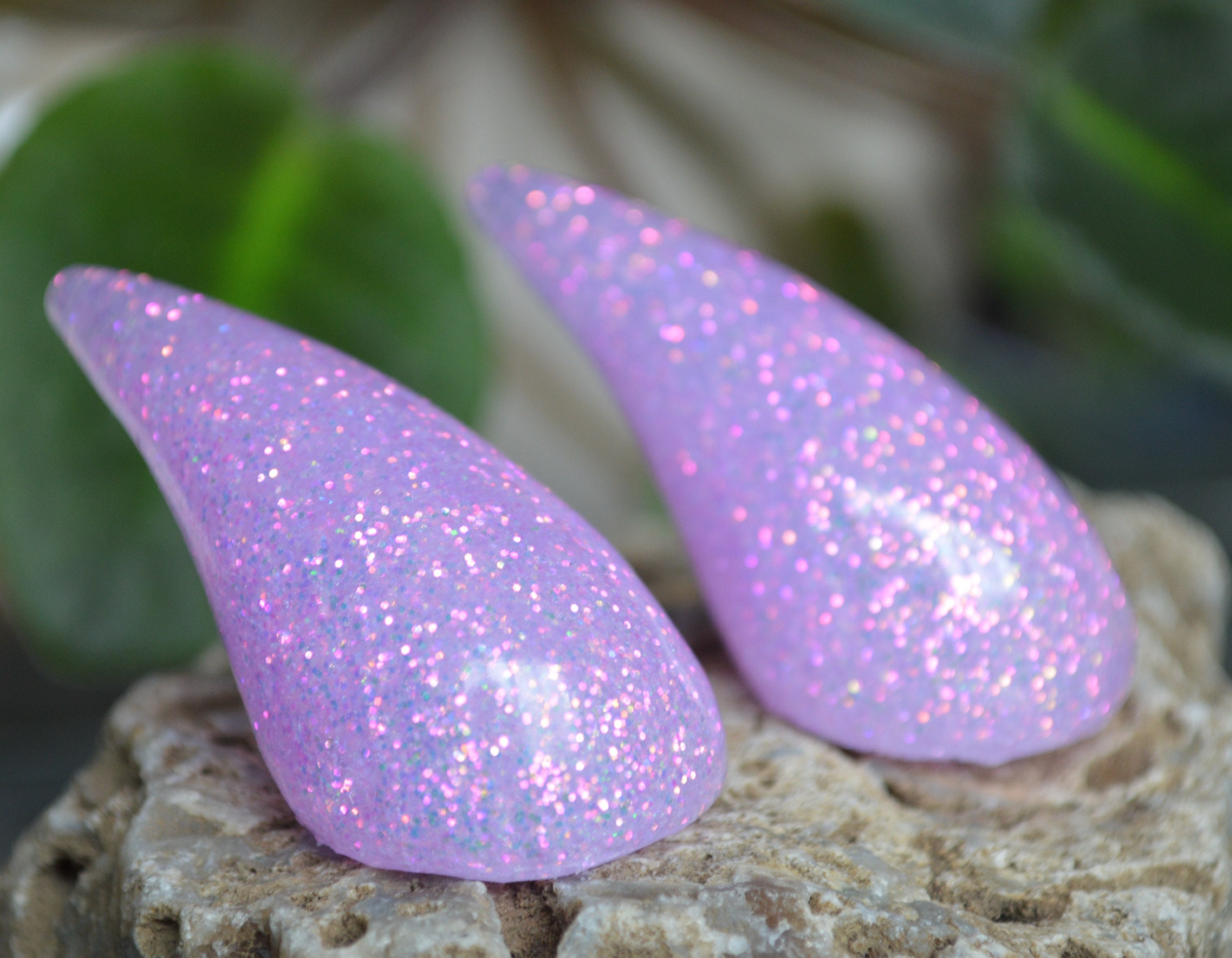 Lavender Pink Sparkle  Curved Low Horn  Costume  Cosplay Ren Fair Festival Renaissance Fair Resin