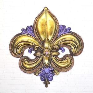 Fleur De Lis New Orleans Mardi Gras Rhinestone Magnet Wall Art Gift  NOLA Ornament