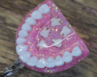 Confetti Teeth Badge Reel Dental Hygienist Badge Reel Dentist Gift