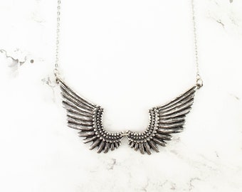 Antique Silver Wings Necklace JWY00023