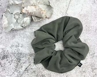 Olive Rib Knit Extra Large Hair Scrunchie SCR00040