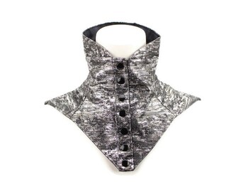 Metallic Silver and Black Neck Corset SPP00059