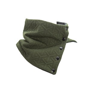 Olive Green Cowl Snap Scarflette Handmade Cowl Scarf with Snaps