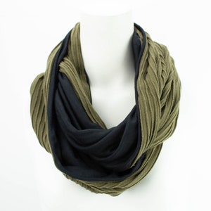 Olive Green Infinity Scarf: Soft Knit Jersey Tube