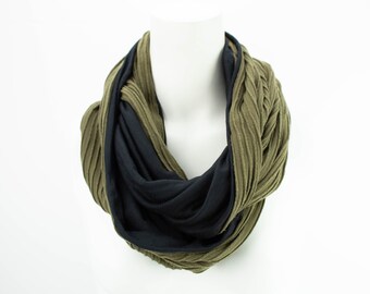 Olive Green Pleated Infinity Scarf SCF00066