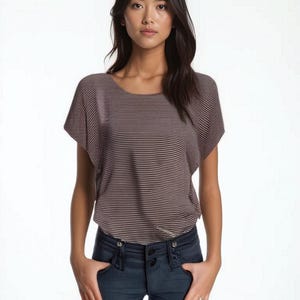 Stripe Dolman Top for Women Fashion Top Loose Top Knit Top for Women Cool Top Batwing Top Loose Tshirt Pink Stripe Top