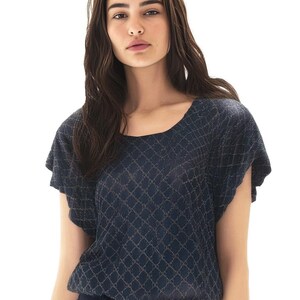 Navy and Beige Dolman Top